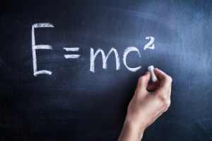 e=mc2 on chalkboard