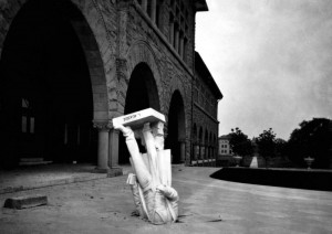 The Agassiz statue, Stanford University, California. April 1906. San Francisco earthquake of 1906.